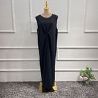 Muslim Women Abaya Under Sleeveless Satin Inner Slip Dress Underdress