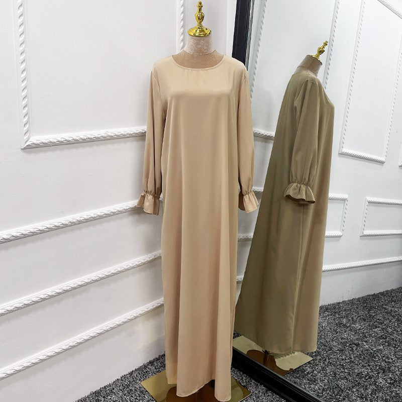 طقم جلباب من قطعتين بلون موحد للنساء المسلمات، مناسب للارتداء في الشرق الأوسط ودبي والملابس التركية