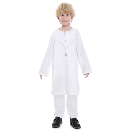 Muslim Arab Kids Boy Thobe Tops And Trousers Clothing Suit Sets