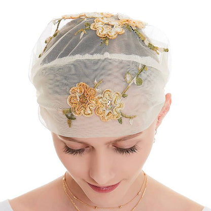Fashion Muslim Women Arab Embroidery Hijab Caps Hat Turban