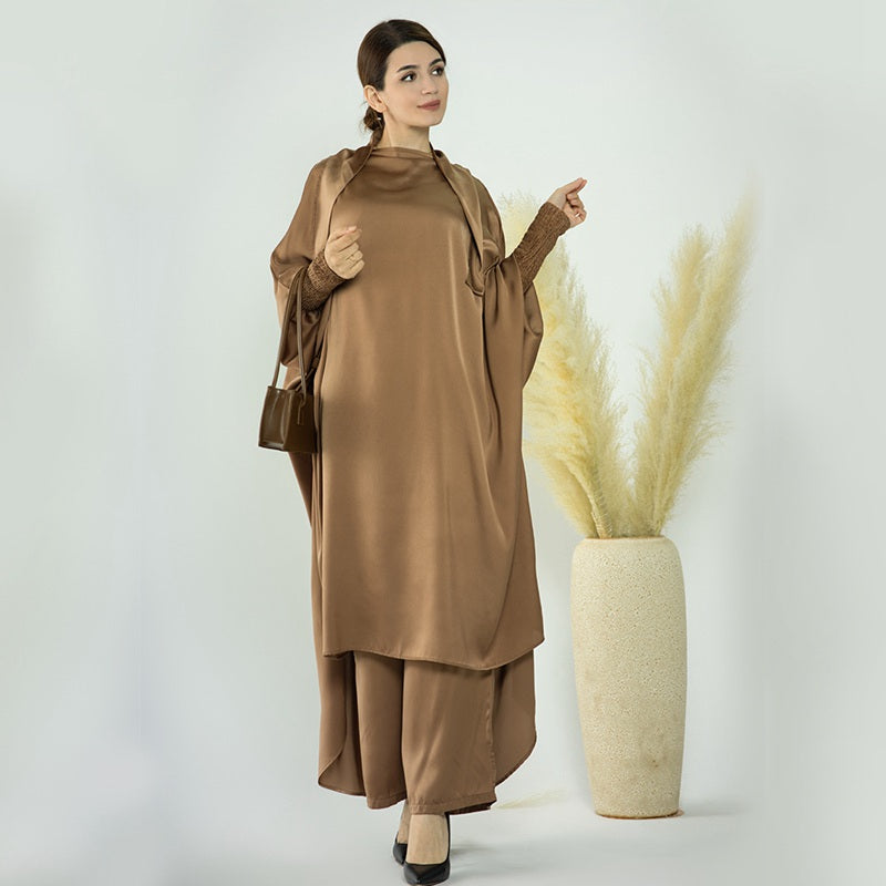 بدلات نسائية مسلمة من نوع نيدا، بنطلونات فضفاضة مع جلباب وأغطية رأس