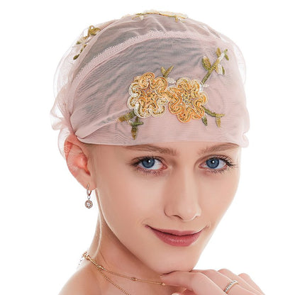 Fashion Muslim Women Arab Embroidery Hijab Caps Hat Turban