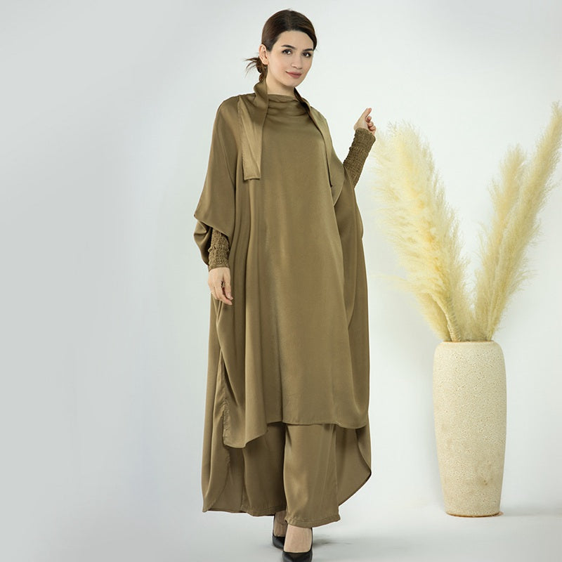 بدلات نسائية مسلمة من نوع نيدا، بنطلونات فضفاضة مع جلباب وأغطية رأس