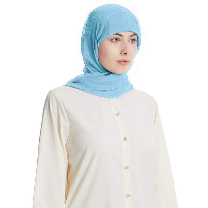 طقم وشاح حجاب شيفون مع غطاء للرأس