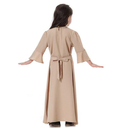 Fashion Simple Girls Abaya Dress Middle East Arab Kids Clothing
